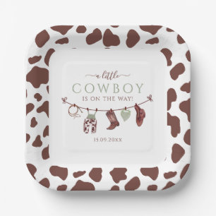Assiettes En Carton Cowboy Wild West Rodeo Baby shower vert sauge