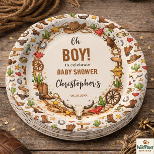 Assiettes En Carton Cowboy Wild West Rodeo Ranch Bébé Occidental Rus