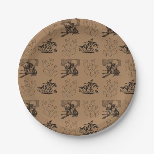 Assiettes En Carton Cowboys and Cactus Papier Party Plaque (Devant)