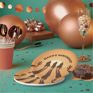 Assiettes En Carton cowboys d'anniversaire heureux