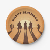 Assiettes En Carton cowboys d'anniversaire heureux (Devant)