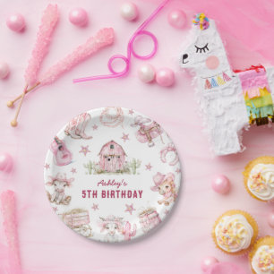 Assiettes En Carton Cowgirl de Rodéo Anniversaire Enfants