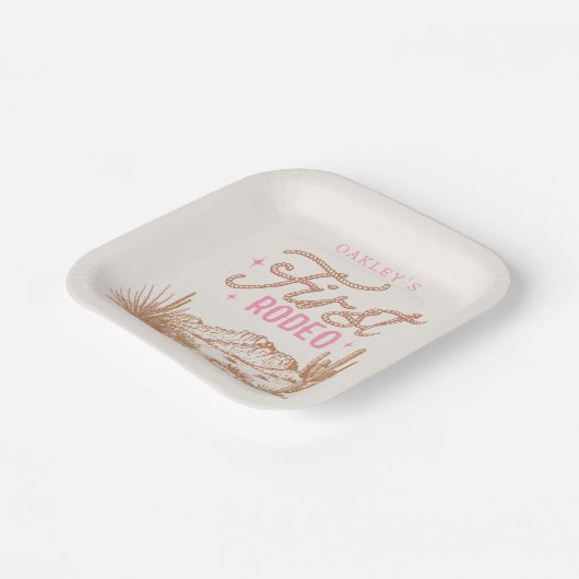 Assiettes En Carton Cowgirl First Rodeo Plaques d'anniversaire (Angulaire)