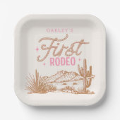 Assiettes En Carton Cowgirl First Rodeo Plaques d'anniversaire (Recto)