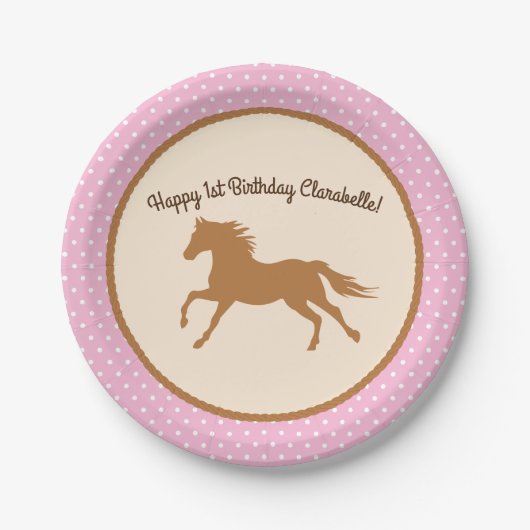 Assiettes En Carton Cowgirl Horse Pony mignonne 1er anniversaire de fê (Devant)