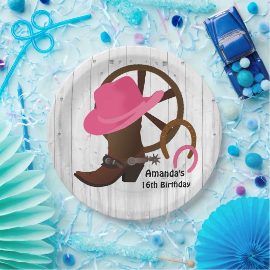 Assiettes En Carton Cowgirl Personnalisé Anniversaire Fête Rustique (Fête)