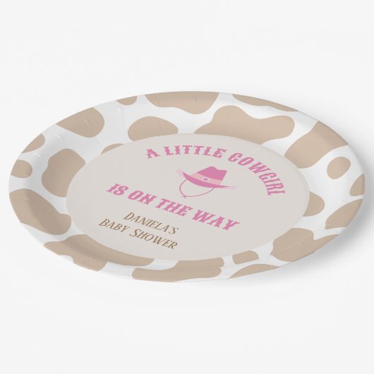 Assiettes En Carton Cowgirl Rodeo Vache Imprimer Baby shower fille (Angle)