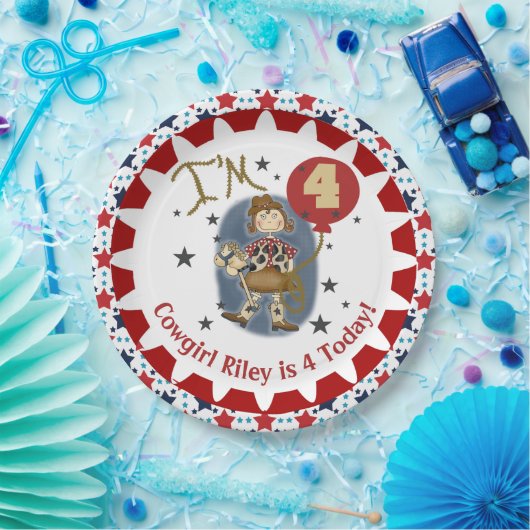 Assiettes En Carton Cowgirl sur mesure 4e Joyeuse Plaques papier d'ann (Fête)