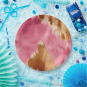 Assiettes En Carton Cowgirl Western Pink Brown Cream Cowhide (Fête)