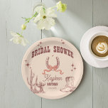 Assiettes En Carton Cowgirl western rétro nuptiale douche customisée<br><div class="desc">Cowgirl western retro nuptiale douche monogrammed customisé plaques en papier modèle,  brun rétro dessins vintages moderne avant coureur nuptiale douche nuptiale vaisselle personnalisée douche nuptiale occidentale plaques imprimées</div>
