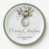 Assiettes En Carton Cozy Boho Watercolor Christmas Bouquet Plates (Devant)