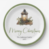 Assiettes En Carton Cozy Boho Watercolor Christmas Lantern Plates (Devant)