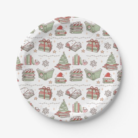 Assiettes En Carton Cozy Christmas Book Lover (Devant)