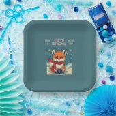 Assiettes En Carton Cozy Christmas Fox Paper Plate (Fête)