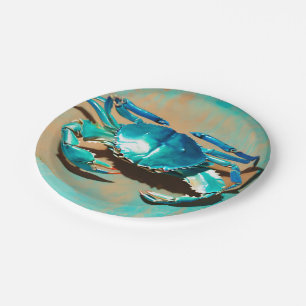 Assiettes En Carton crabe bleu vintage