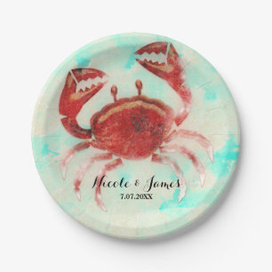 Assiettes En Carton Crabe Rouge Élégant Fête de plage Engagement sur m