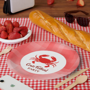 Assiettes En Carton Crabe rouge fruits de mer Scott géométrique nauti