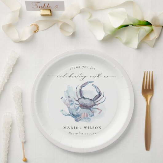 Assiettes En Carton Crabe sous-marin Muet Corail Mariage nautique (Mariage)