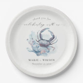 Assiettes En Carton Crabe sous-marin Muet Corail Mariage nautique (Devant)