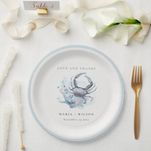 Assiettes En Carton Crabe sous-marin Muet Corail Mariage nautique