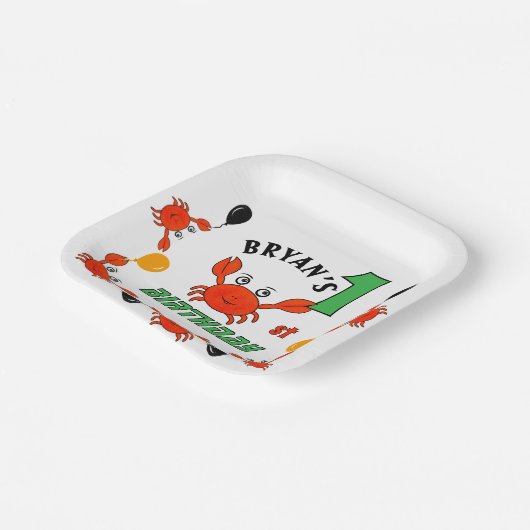 Assiettes En Carton Crabes rouges mignons (Angulaire)