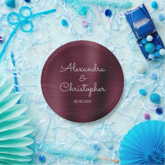 Assiettes En Carton Cranberry Burgundy Mariage ou réception (Fête)