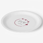 Assiettes En Carton Cranberry Red Simple Heart Wreath Monogram Mariage (Angle)