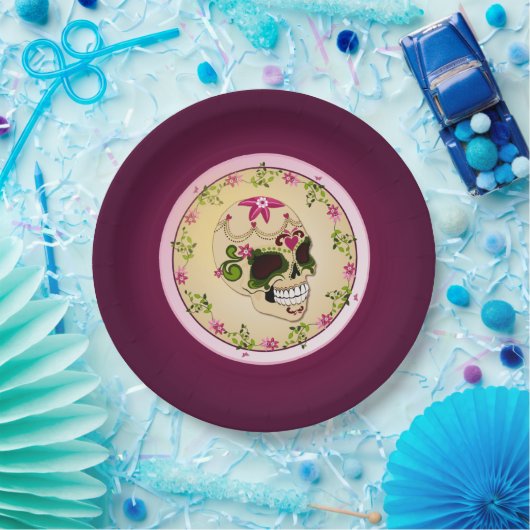 Assiettes En Carton Crâne à sucre Día De Los Muertos (Fête)