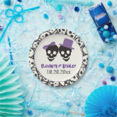 Assiettes En Carton Crâne amusant Halloween violet et noir mariage (Fête)