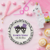 Assiettes En Carton Crâne amusant Halloween violet et noir mariage (Fête)