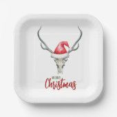 Assiettes En Carton Crâne de rennes rustiques et Père Noël Ha Christma (Recto)