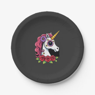 Assiettes En Carton Crâne de sucre de licorne Art mexicain, T-Shirt de