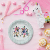 Assiettes En Carton Crâne de vache à fleurs rustiques aquarelle mariag (Fête)