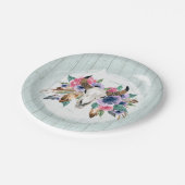 Assiettes En Carton Crâne de vache à fleurs rustiques aquarelle mariag (Angle)