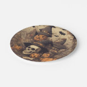 Assiettes En Carton Crâne d'Halloween (Angle)