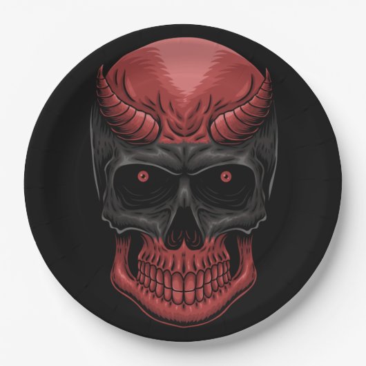 Assiettes En Carton Crâne d'Halloween effrayant (Devant)