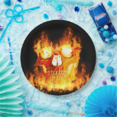 Assiettes En Carton Crâne en feu (Fête)