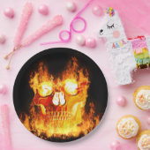 Assiettes En Carton Crâne en feu (Fête)