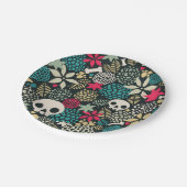 Assiettes En Carton Crâne en fleurs (Angle)