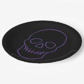 Assiettes En Carton Crâne en violet et noir (Angle)