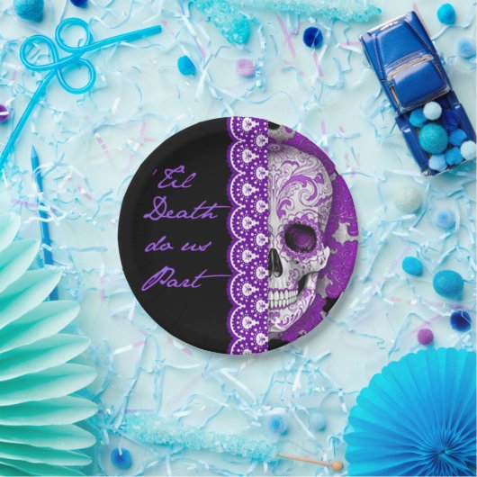 Assiettes En Carton Crâne épousant la plaque à papier 7" (Fête)