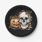 Assiettes En Carton Crâne et art Citrouille (Devant)