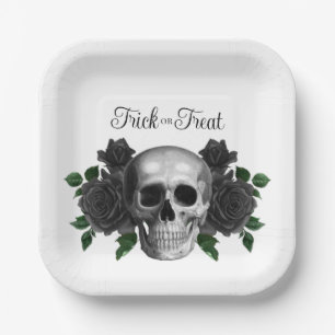 Assiettes En Carton Crâne Floral Gothique Trick Or Treat Halloween