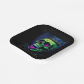 Assiettes En Carton crâne hanté vert néon gothique nuit halloween (Angulaire)