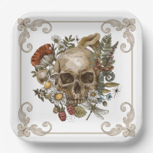Assiettes En Carton Crâne mystique Vintage