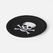 Assiettes En Carton Crâne n Os Plaques de papier noir (Angle)