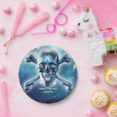 Assiettes En Carton Crâne spatial. Personnalisé (Fête)