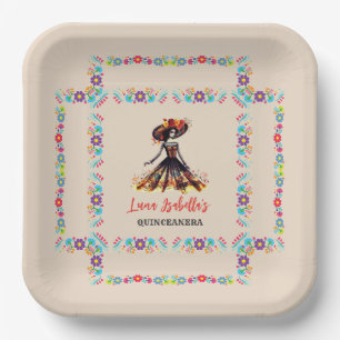 Assiettes En Carton Crâne sucre Dia de los Muertos Jour des morts