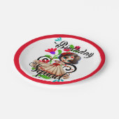 Assiettes En Carton Crâne sucre fille anniversaire (Angle)