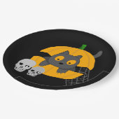 Assiettes En Carton Crânes Citrouilles de chat noir Enfants Halloween (Angle)